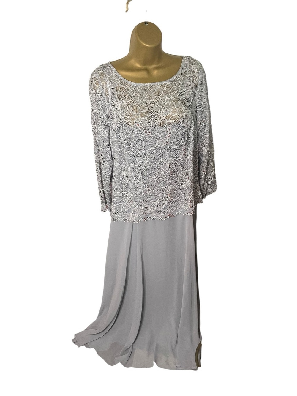 Emma Street Lace Overlay Maxi Dress Sequin Silver 16